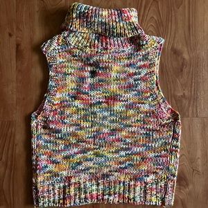 Vibrant Knitted Roll Neck Sleeveless Sweater Vest